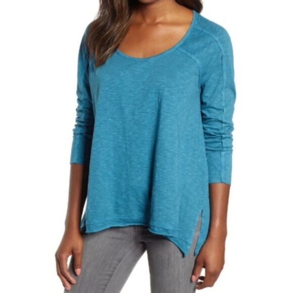 Caslon High-Low Cotton Long Sleeve Tee size Small in Black - Picture 2 of 11